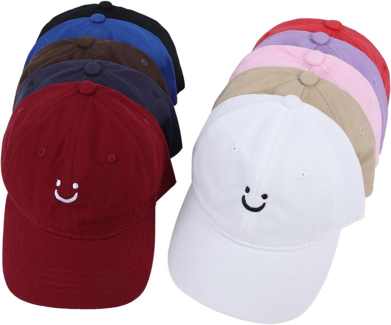 Umeepar Kids Smile Face Baseball Cap Adjustable Low Profile Unstructured Cotton Sun Hat Visor for 3-7 Yrs Boys Girls - Image 4